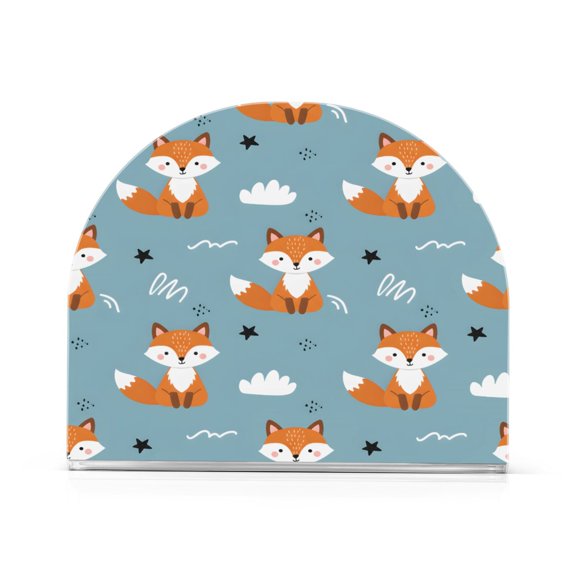 Cartoon Cloud Fox Pattern Napkin Holder Acrylic Napkin Dispenser Clear Modern Tabletop for Kitchen Counter