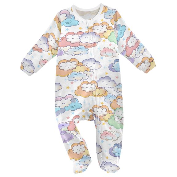 Cartoon Clouds Cute Baby Sleeper One-Piece Footies Newborn Roomper 6Months
