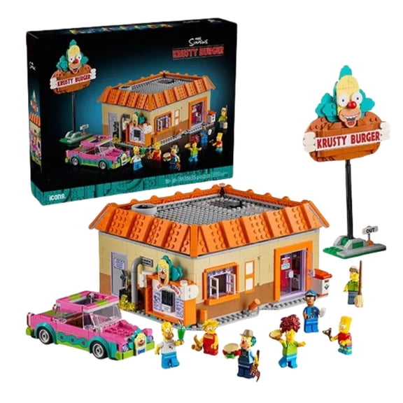 Cartoon Clown Burger Building Blocks Set, 1365 PCS MOC Fast Food Restaurant Model, Minifigures & Car, 14+ Ages, Retro Diner Gift
