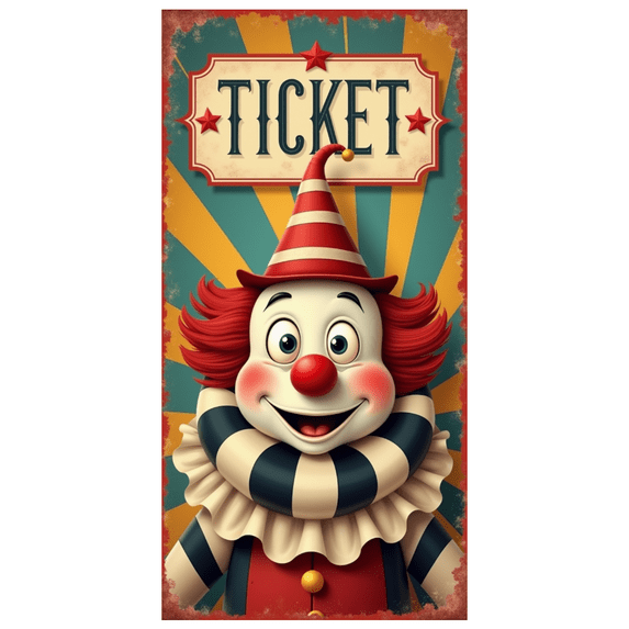 Cartoon Clown Ticket Banner Circus Clown Event Decor for Birthday Celebration Kids Party Indoor Decoration