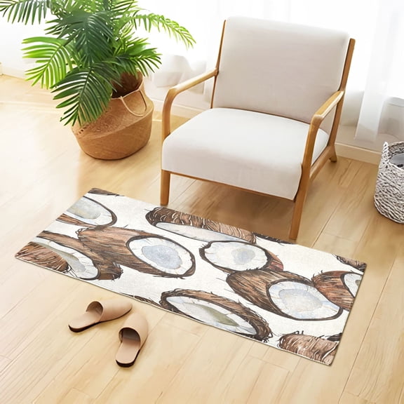 Cartoon Coconuts Plush Carpet Non Slip Runner Rug Absorbent Bath Mat 39" x 20"