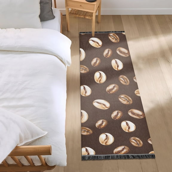 Cartoon Coffee Bean Bedroom Runner Rug 2'x 6' Non Slip Carpet Indoor Home Area Rug Living Room