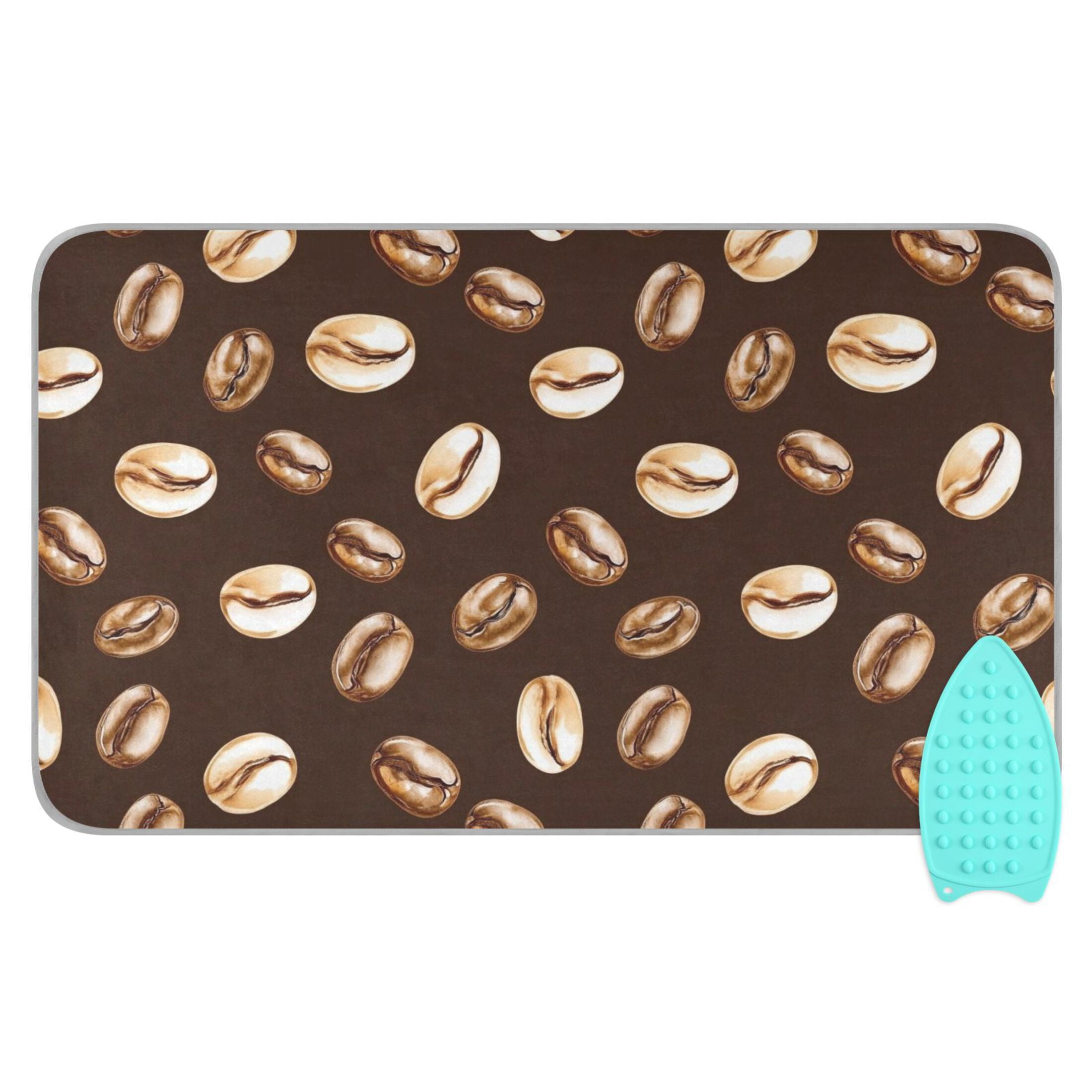 Cartoon Coffee Bean Ironing Mat Blanket for Table Top Travel Portable Ironing Board Pad 47.2x27.6 Inch