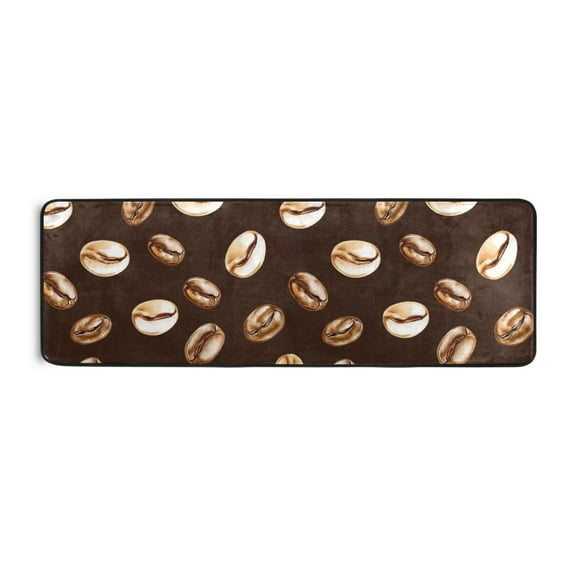 Cartoon Coffee Bean Runner Rug for Hallways Kitchen Non Slip 2'x 6' Washable Hall Carpet for Bedroom Entryway Laundry Room