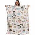 thumbnail image 1 of Cartoon Coffee Throw Blankets, Gift for Coffee Lover Soft Fleece Blanket Decorative for Home Sofa Couch Chair Living Bedroom, 40x50 inches,, 1 of 9