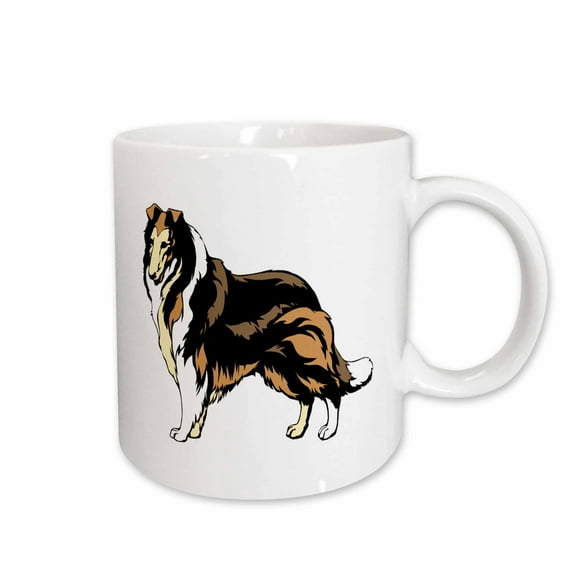 3drose, Cartoon Collie Dog, 11oz Mug