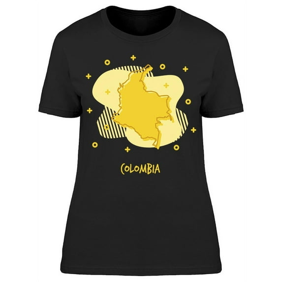 Cartoon Colombia Map Art T-Shirt Women -Image by Shutterstock, Female XX-Large