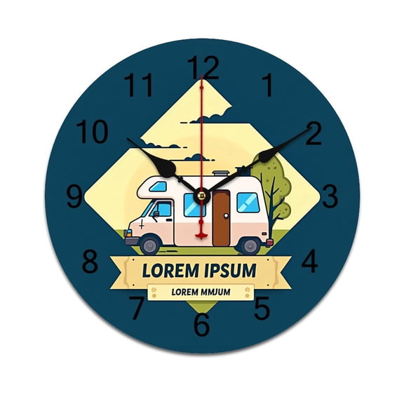 Cartoon Colorful Camper Vans Fire Trucks Bedroom Wall Clock Large Modern Kitchen Dinning Round Living Room Watch Home Decor