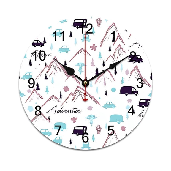 Cartoon Colorful Camper Vans Fire Trucks Time Decorative Wall Clocks Round Large Wall Watch Bedroom Home Decor 10 12 14 Inch