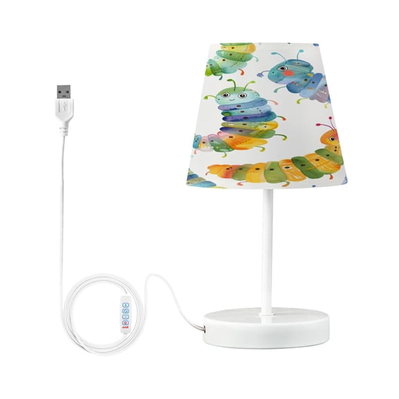 Cartoon Colorful Caterpillar Desk Lamp LED Table Nightstand Lamps with 3 Color Temperatures for Home Bedroom Living Room Decor 6x11