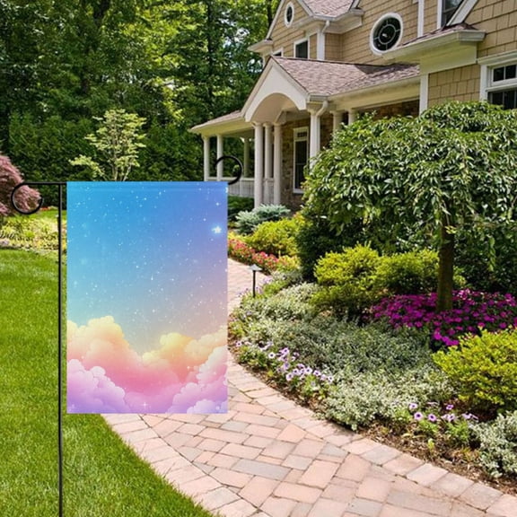 Cartoon Colorful Clouds Garden Flag 12x18 inch Double Sided Outside Yard Decorations for Home Outdoor