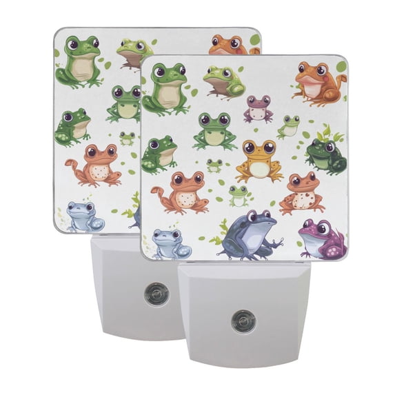 Cartoon Colorful Frog LED Night Light with Smart Sensor Plug Into Wall Dusk to Dawn 2 packs