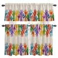 thumbnail image 1 of Cartoon Colorful Hands Kitchen Curtains Valances and Tiers Set of 3 Cute Watercolor Hands with Love Smile Leaf Linen Tier Curtains and Valance with Rod Pocket for Small Windows, 27.5"x24", 1 of 9
