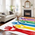 thumbnail image 1 of Cartoon Colorful Hands Large Area Rugs 5x8 ft Cute Watercolor Hands with Love Heart Washable Rug Non Slip Indoor Carpet Absorbent Floor Mat for Living Room Bedroom Dining Room, 1 of 9