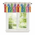 thumbnail image 1 of Cartoon Colorful Hands Window Valance for Kitchen, Cute Watercolor Hands with Love Heart Linen Rod Pocket Short Curtain for Small Windows, Light Filtering Decorative Valance, 42 x 18 Inch, 1 Panel, 1 of 9