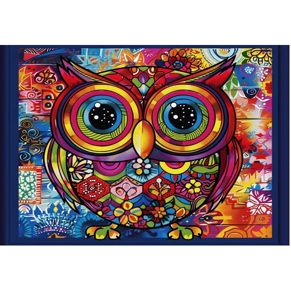 Cartoon Colorful Owl DIY 11CT Stamped Cross Stitch Kits for Beginners Easy Needlepoint Embroidery Counted Cross Stitch Art Craft for Wall Decoration 12x16inch(2)