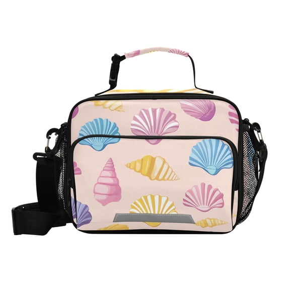 Cartoon Colorful Seashells Insulated Lunch Bag Portable Cooler Bag Mommy Bag Large Capacity 6L