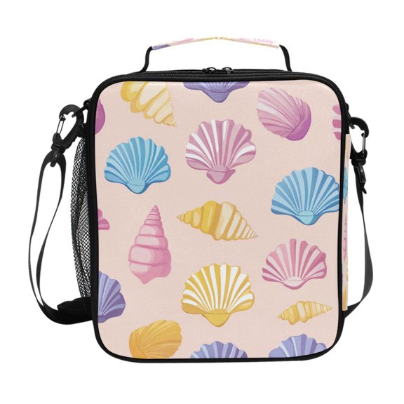 Cartoon Colorful Seashells Insulated Lunch Bag Reusable Lunch Box Lunch Container with Straps