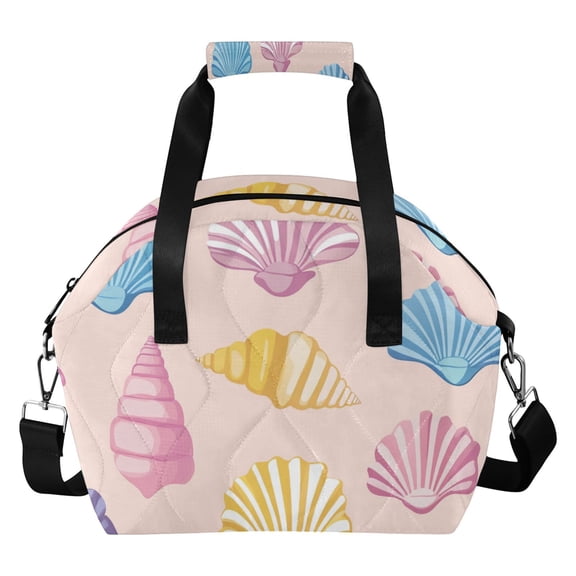 Cartoon Colorful Seashells Insulated Lunch Bag Reusable Quilted Lunch Box Waterproof Leakproof Lunch Container