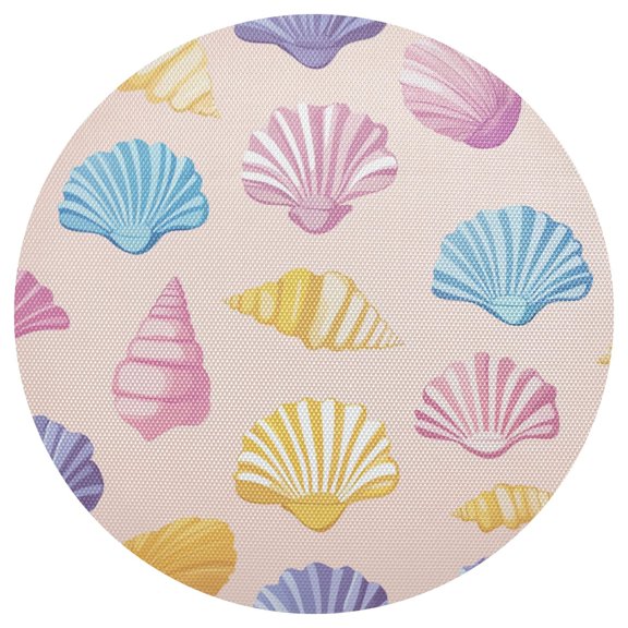 Cartoon Colorful Seashells PVC Round Grid Placemat Table Mat 1 Pc 15.4" x 15.4"