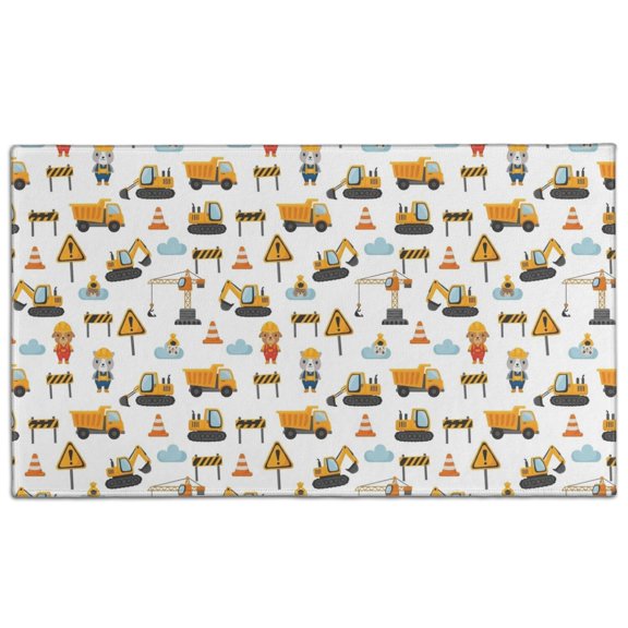 Cartoon Construction Vehicles Animals Door Rugs,Washable Non Slip Door Mats Indoor,Decorative Door Mats,Entry Mat Indoor for Entrance,Bedroom,Kitchen,Bathroom,17"x30"