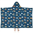 thumbnail image 1 of Cartoon Construction Vehicles Animals Hooded Bath Towel，60"x35" for Ages 3 To 12 Kids, Quick Dry Lightweight Soft Microfiber Hood Beach Towel Cover Up for Kids, 1 of 7
