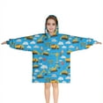 thumbnail image 1 of Cartoon Construction Vehicles Barriers Blue Pattern Blanket Hoodies for Kids 6-13YR Oversize Wearable Blanket Hoodies for Boys Girls Teens, 1 of 7