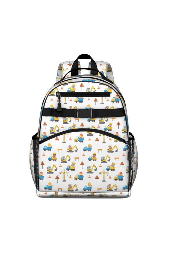 Cartoon Construction Vehicles Bears Backpack for School,Cute School Bag,Schoolbag with Adjustable Shoulder Straps & Padded Back,15.25"x11.5"x5.25"