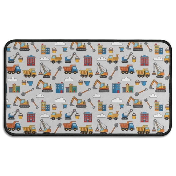 Cartoon Construction Vehicles Buildings Door Rugs,Washable Non Slip Door Mats Indoor,Decorative Door Mats,Entry Mat Indoor for Entrance,Bedroom,Kitchen,Bathroom,30"x17"