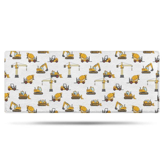 Cartoon Construction Vehicles Bulldozers Bathroom Rugs Mat,Non Slip Microfiber Bathroom Rug,Rubber Backing,Soft Bathroom Mats for Bathroom Floor,Tub and Shower,60x24in(150x60cm)