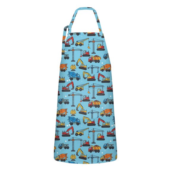 Cartoon Construction Vehicles Cement Mixers Apron-Garden Aprons for Women with Pockets-Cotton Linen Waterproof Kitchen Cooking Gardening Aprons Adjustable for Kitchen,Cooking,BBQ and Salon 33x27 Inch