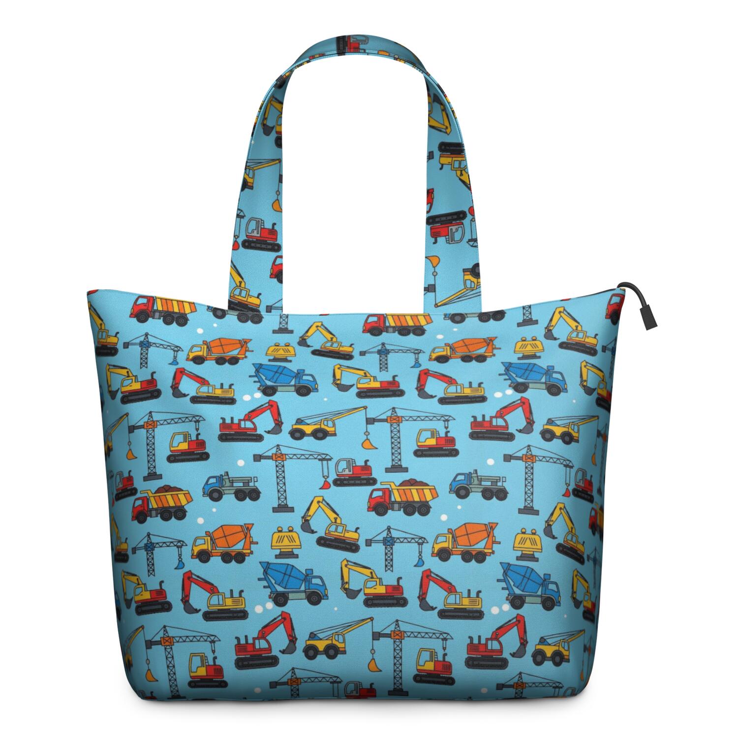 Cartoon Construction Vehicles Cement Mixers Travel Tote Bags for Women Carry On,Large Weekender Bags for Women Travel,Multi Functional Duffle Bag for Work,Shopping,Sports