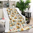 thumbnail image 1 of Cartoon Construction Vehicles Clouds Blanket,Comfortable Soft Flannel Throw Blanket,All Season,Warm Lightweight Blankets for Sofa Bed Couch Living Room Chair,60"x80", 1 of 4