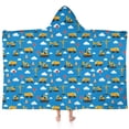 thumbnail image 1 of Cartoon Construction Vehicles Clouds Blue Pattern Hooded Bath Towel，60"x35" for Ages 3 To 12 Kids, Quick Dry Lightweight Soft Microfiber Hood Beach Towel Cover Up for Kids, 1 of 7