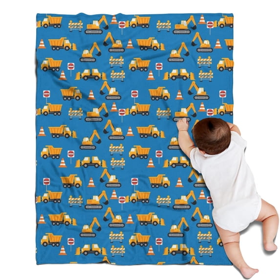 Cartoon Construction Vehicles Cones Blanket,Comfortable Soft Flannel Throw Blanket,All Season,Warm Lightweight Blankets for Sofa Bed Couch Living Room Chair,30"x40"