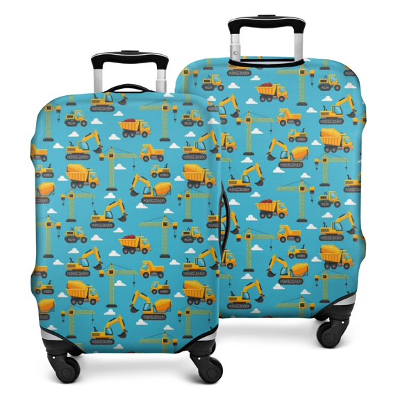 Cartoon Construction Vehicles Cranes Luggage Cover Fashion Suitcase Cover Baggage Covers Fit 25-28 Inch Luggage (Go Travel)