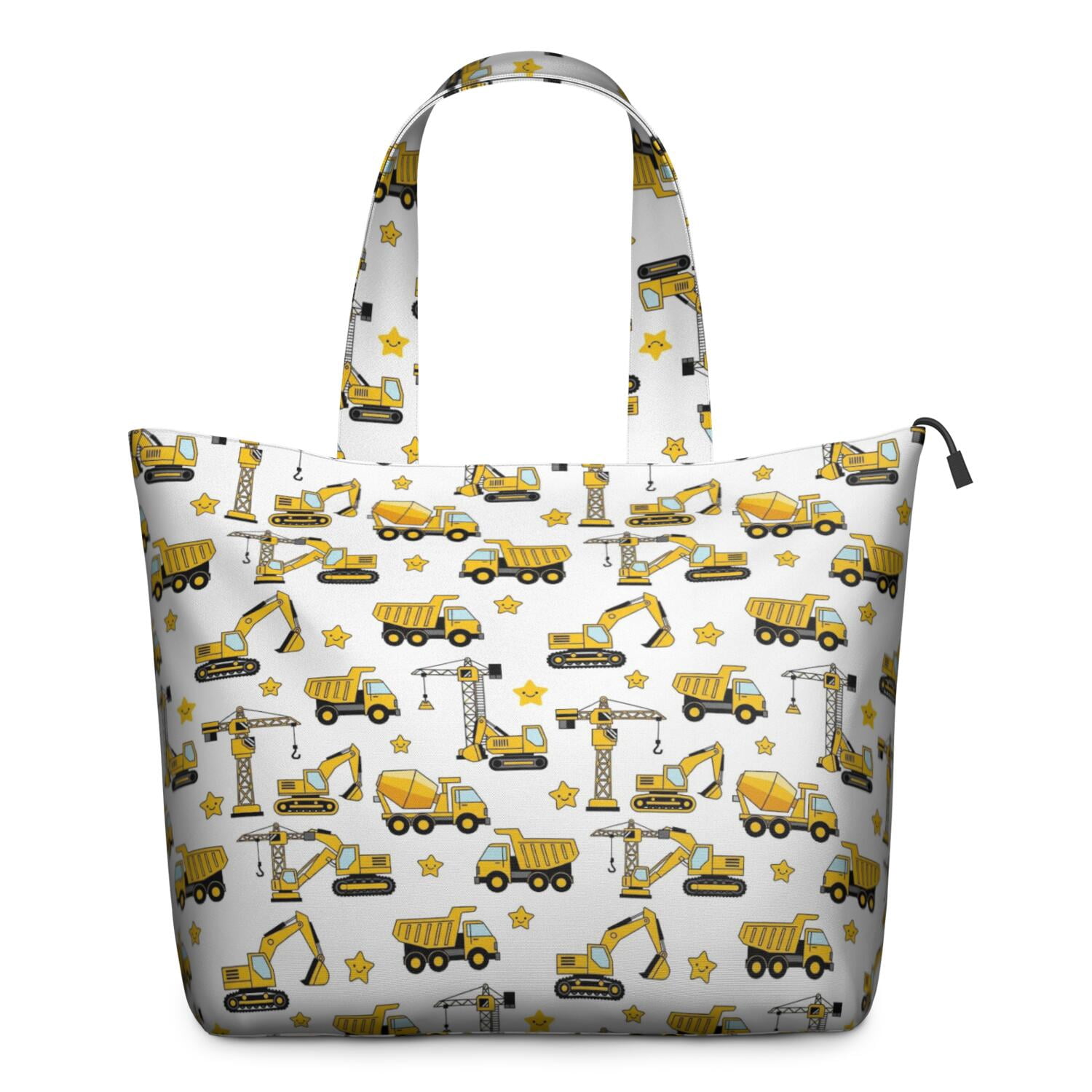 Cartoon Construction Vehicles Cranes Travel Tote Bags for Women Carry On,Large Weekender Bags for Women Travel,Multi Functional Duffle Bag for Work,Shopping,Sports