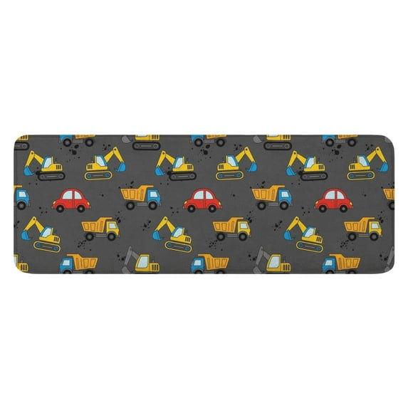 Cartoon Construction Vehicles Dump Trucks Kitchen Rug Mat,Kitchen Runner Rugs Non Skid Washable,Decorative Kitchen Floor Mats for Kitchen,Sink,Laundry,17"x47.2"