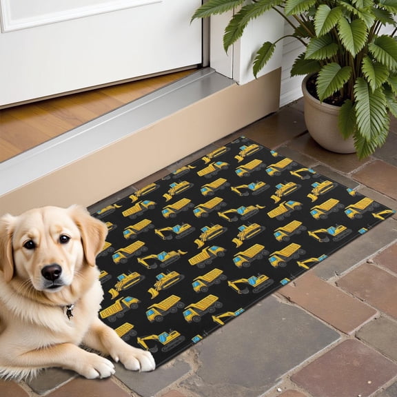 Cartoon Construction Vehicles Excavators Door Rugs,Washable Non Slip Door Mats Indoor,Decorative Door Mats,Entry Mat Indoor for Entrance,Bedroom,Kitchen,Bathroom,16"x24"