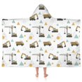 thumbnail image 1 of Cartoon Construction Vehicles Geometric Shapes Hooded Bath Towel，50"x30" for Ages 3 To 12 Kids, Quick Dry Lightweight Soft Microfiber Hood Beach Towel Cover Up for Kids, 1 of 7