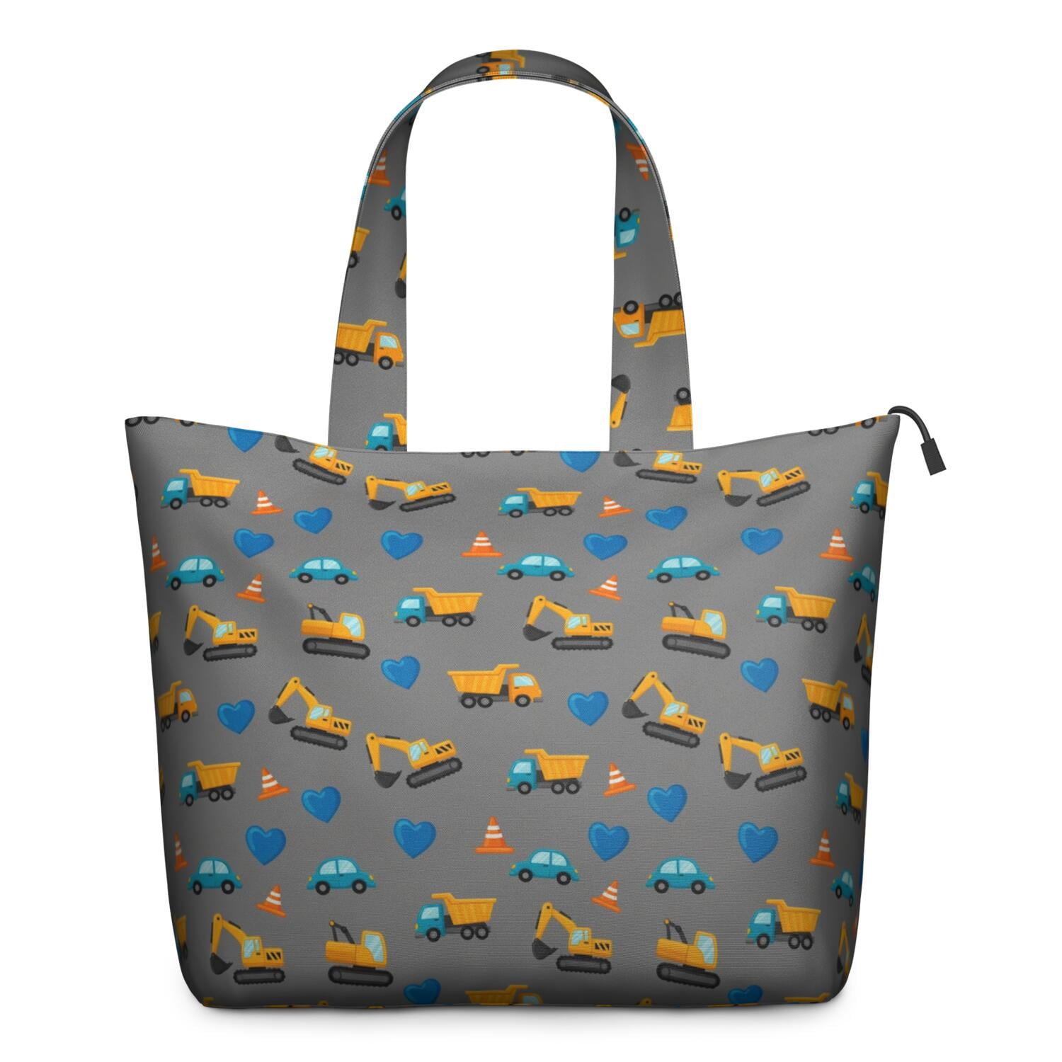 Cartoon Construction Vehicles Hearts Travel Tote Bags for Women Carry On,Large Weekender Bags for Women Travel,Multi Functional Duffle Bag for Work,Shopping,Sports