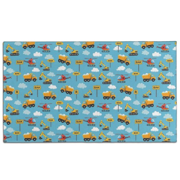 Cartoon Construction Vehicles Helicopters Door Rugs,Washable Non Slip Door Mats Indoor,Decorative Door Mats,Entry Mat Indoor for Entrance,Bedroom,Kitchen,Bathroom,17"x30"