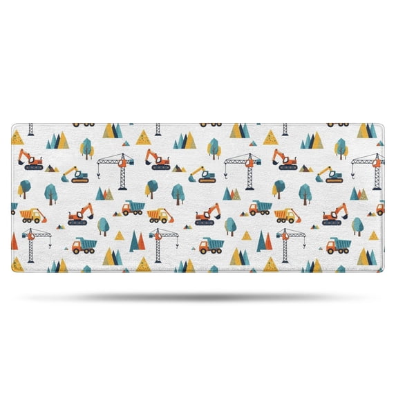 Cartoon Construction Vehicles Mountains Bathroom Rugs Mat,Non Slip Microfiber Bathroom Rug,Rubber Backing,Soft Bathroom Mats for Bathroom Floor,Tub and Shower,60x24in(150x60cm)