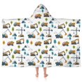 thumbnail image 1 of Cartoon Construction Vehicles Mountains Hooded Bath Towel，50"x30" for Ages 3 To 12 Kids, Quick Dry Lightweight Soft Microfiber Hood Beach Towel Cover Up for Kids, 1 of 7