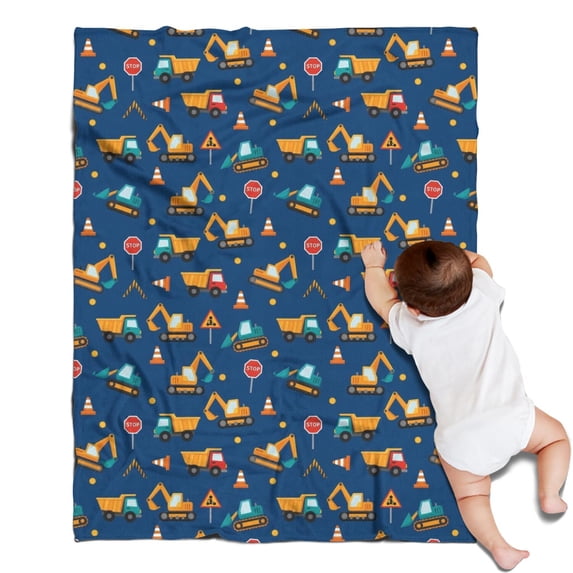 Cartoon Construction Vehicles Road Cones Blanket,Comfortable Soft Lamb Wool Throw Blanket,All Season,Warm Lightweight Blankets for Sofa Bed Couch Living Room Chair,30"x40"