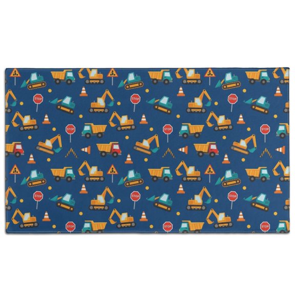 Cartoon Construction Vehicles Road Cones Door Rugs,Washable Non Slip Door Mats Indoor,Decorative Door Mats,Entry Mat Indoor for Entrance,Bedroom,Kitchen,Bathroom,17"x30"