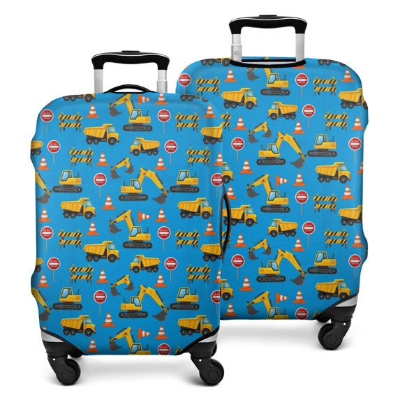 Cartoon Construction Vehicles Road Cones Luggage Cover Fashion Suitcase Cover Baggage Covers Fit 25-28 Inch Luggage (Go Travel)