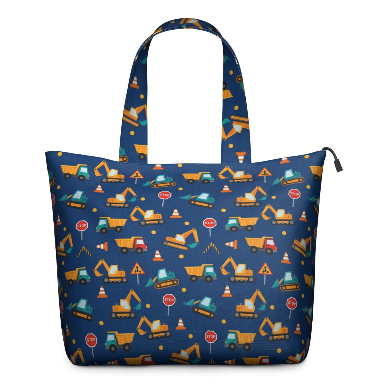 Cartoon Construction Vehicles Road Cones Travel Tote Bags for Women Carry On,Large Weekender Bags for Women Travel,Multi Functional Duffle Bag for Work,Shopping,Sports