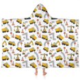 thumbnail image 1 of Cartoon Construction Vehicles Road Cones White Pattern Hooded Bath Towel，60"x35" for Ages 3 To 12 Kids, Quick Dry Lightweight Soft Microfiber Hood Beach Towel Cover Up for Kids, 1 of 7