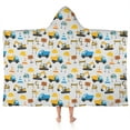 thumbnail image 1 of Cartoon Construction Vehicles Road Signs Hooded Bath Towel，50"x30" for Ages 3 To 12 Kids, Quick Dry Lightweight Soft Microfiber Hood Beach Towel Cover Up for Kids, 1 of 7